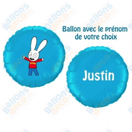 Ballon Simon Super Lapin Avec Prénom Anniversaire