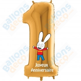 Ballon Simon Superlapin Chiffre un Or anniversaire