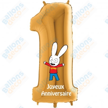 Ballon Simon Superlapin Chiffre un Or anniversaire