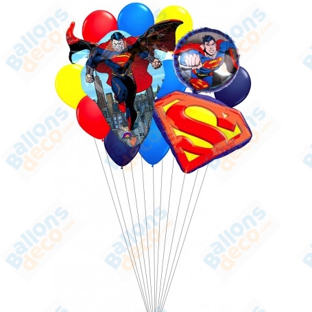 Ballons SuperMan Happy Birthday en grappe Disney Marvel