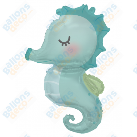 Ballon Hippocamp Bleu Océan, décoration ballon animaux des océans, Princesse Disney, Anniversaire.