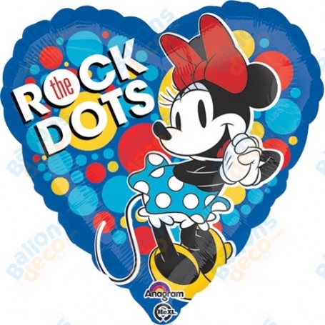 Ballon Minnie coeur bleu Vintage Rock Dots Disney, Anagram, Décorations ballons pour anniversaire.
