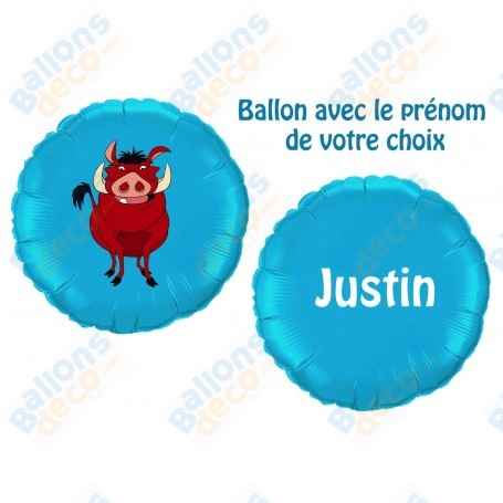 Ballon Pumba Avec Prénom Le Roi Lion Disney, Décorations ballons pour anniversaire.