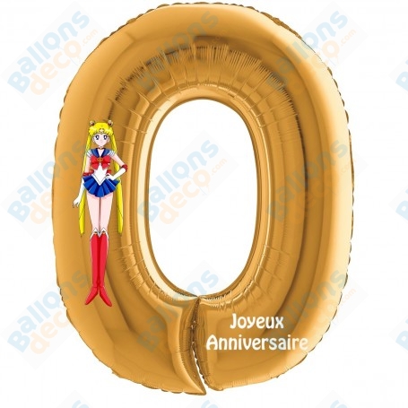 Ballon Sailor Moon Chiffre Or Zéro Anniversaire Manga japonais
