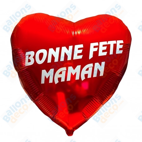 Ballon Bonne Fête Maman Coeur Rouge