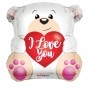 Ballon Ourson Blanc I Love You St- Valentin, décoration ballons.