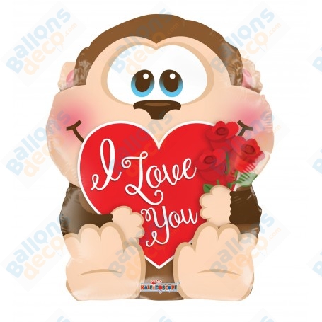 Ballon Singe I Love You décorations ballons Saint Valentin, Animaux d ela jungle d'amour.
