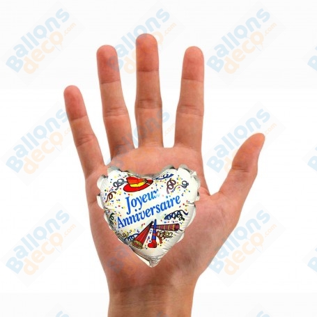 Ballons Joyeux Anniversaire Coeurs Chapeau Mini X5