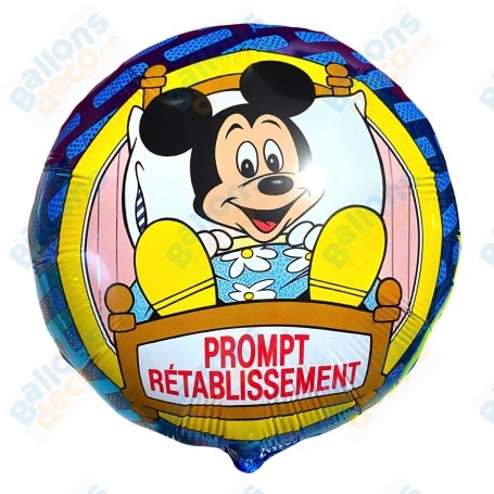 Ballon Mickey Prompt Rétablissement Rond Vintage Disney Anagram, Décorations ballons pour une maladie.