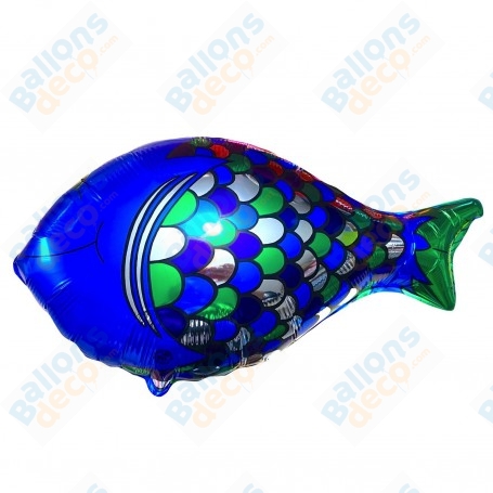 Ballon Poisson Bleu Dessin Vintage CTI, Décoration ballon Anniversaire, Aquatique, Mer.
