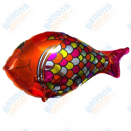 Ballon Poisson Orange Dessin Vintage CTI, décoration ballon anniversaire, Animaux aquatique.