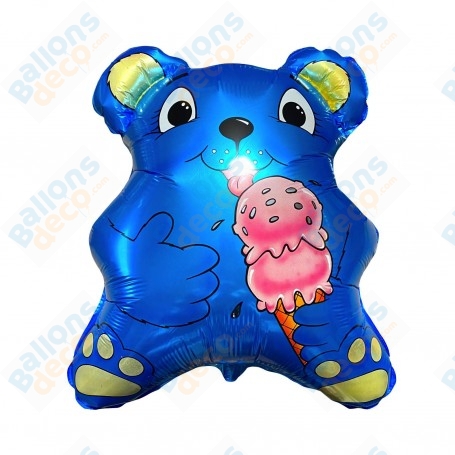 Ballon Ourson Bleu Forme Vintage, Décoration ballons Naissance, baby shower.