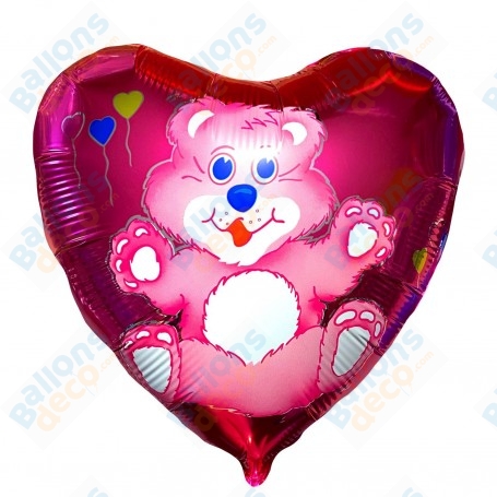 Ballon Ourson Rose Coeur Vintage