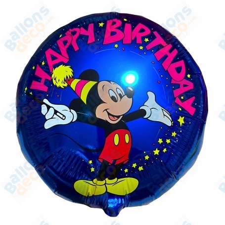 Ballon Mickey Happy Birthday Chapeau Disney Vintage