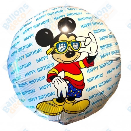 Ballon Mickey Lunette Happy Birthday Vintage Disney Anagram, Décorations ballons pour anniversaire.