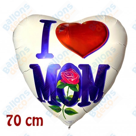 Ballon I love Mom Coeur 70 cm Vintage Je t'aime maman