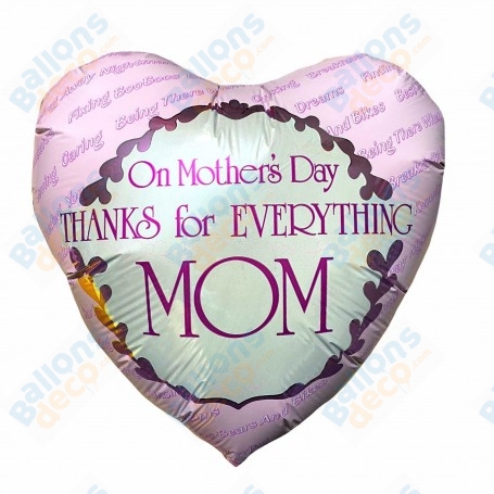 Ballon Mother's Day Coeur Rose Pale  Fête des mères