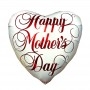 Ballon Happy Mother's Day Coeur Blanc Script