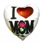 Ballon I love Mom Coeur Blanc Fête des mères