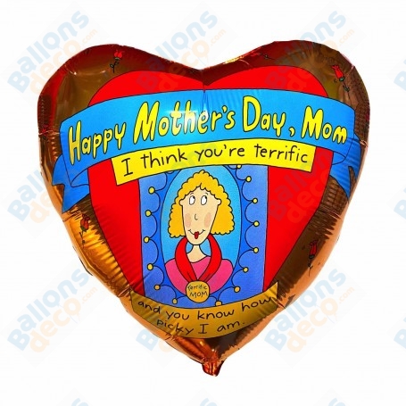 Ballon Happy Mother's Day Mom Coeur Cartoon