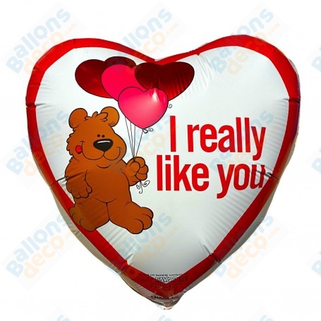 Ballon Ourson I Really Like You Coeur Saint Valentin