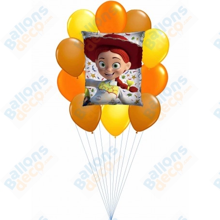 Ballons Jessy Toy Story En Grappe Pixar Disney, décorations ballon d'anniversaire avec un personnage Disney.