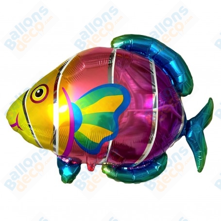 Ballon Poisson Arc-en-ciel Martin Anagram, décoration ballon anniversaire, vitrine magasin.