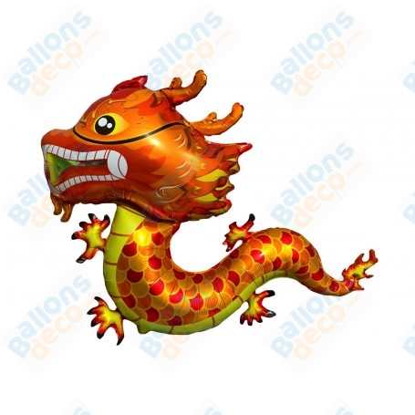 Ballon Dragon Nouvel An Chinois Orange, décoration ballon Nouvel an chinois, Mulan Disney.