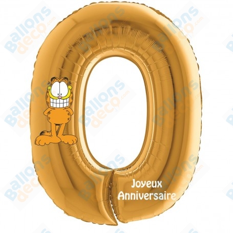 Ballon Garfield Chiffre Zéro Or 66 cm