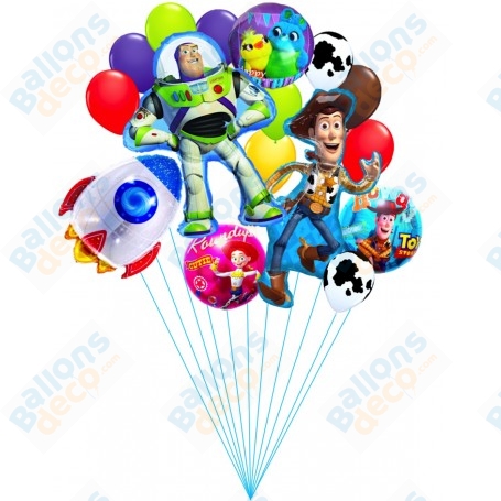 Ballons Toy Story 4 en Grappe Luxe Disney, décoration ballon d'anniversaire avec des personnages Pixar.