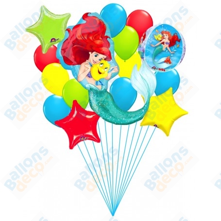 Ballons La Petite Sirène Ariel Disney En Grappe Princesse, Décorations ballons pour anniversaire.