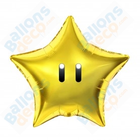 Ballon Étoile Or Super Mario Bros Nintendo, Décorations ballons pour anniversaire.