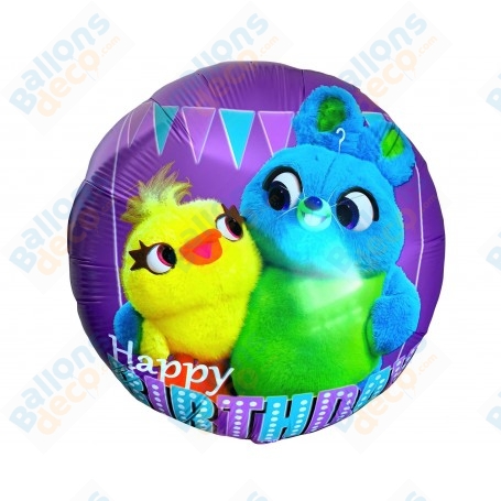 Ballon Bunny Et Ducky Toy Story 4 Rond Disney Et Pixar, décorations ballon anniversaire enfant.