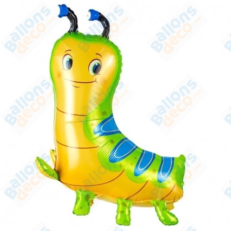 Ballon Chenille Verte effet 3D Insecte, décorations ballons insectes et papillons, anniversaire enfant.