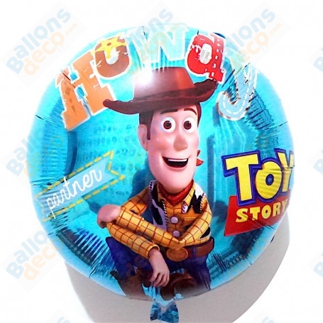 Ballon Woody rond bleu de Toy Story Disney, décorations ballon anniversaire Pixar.