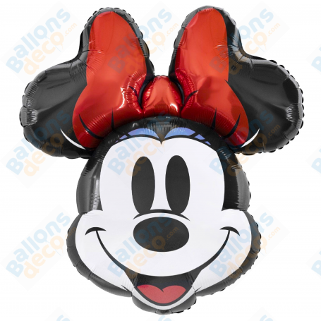 Ballon Minnie Tête Noeud Rouge 100 ans Disney, Décorations ballons pour anniversaire.