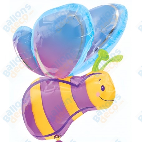 Ballon Abeille Violette et Jaune 3D Insectes Animaux, décoration ballon anniversaire