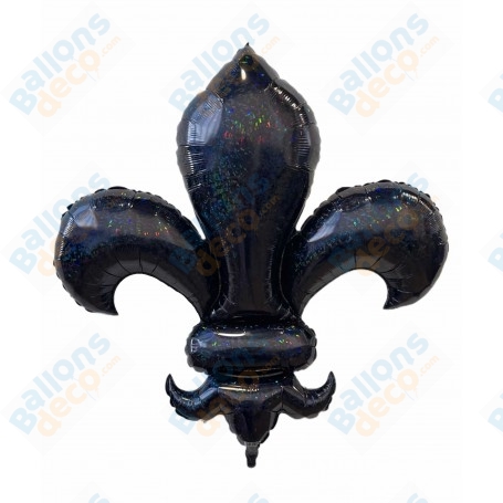 Ballon Fleur de Lys Noir Holographique Carnaval