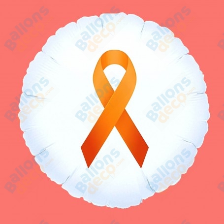 Ballon Blanc Ruban Orange Cancer Leucémie 45cm