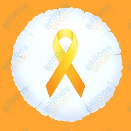 Ballon Blanc Ruban Jaune Cancer des Os 45cm
