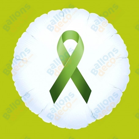 Ballon Blanc Ruban Vert Cancer du Rein 45cm