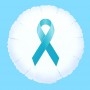 Ballon Blanc Ruban Turquoise Cancer des Ovaires 45cm