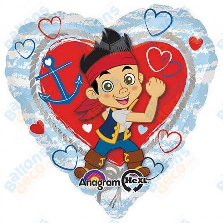 Ballon Jake le Pirate Love Coeur Disney, Décorations ballons pour anniversaire.