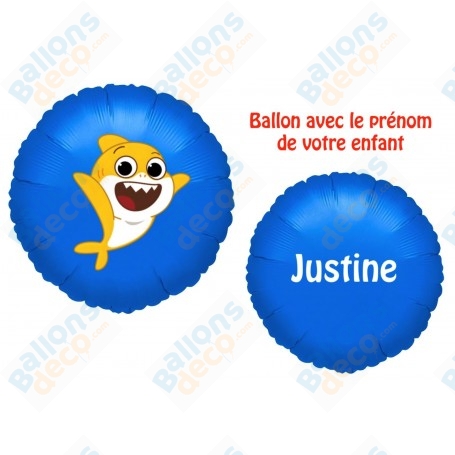 Ballon Baby Shark Jaune Avec Prénom Anniversaire