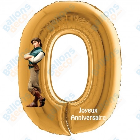 Ballon Flynn Rider Chiffre Zéro Or Anniversaire Princesse Disney Raiponce, Décorations ballons pour anniversaire.