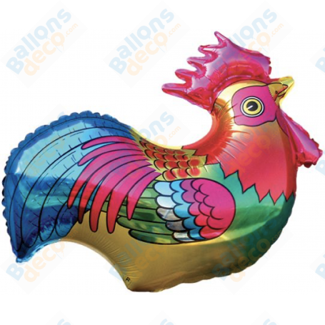 Ballon Coq Arc-en-ciel Flexmetal, décorations ballons Animaux de la ferme, Anniversaire.
