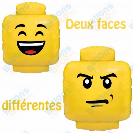 Ballon Tête de Lego 2 Faces Anniversaire, Décorations ballons pour anniversaire.