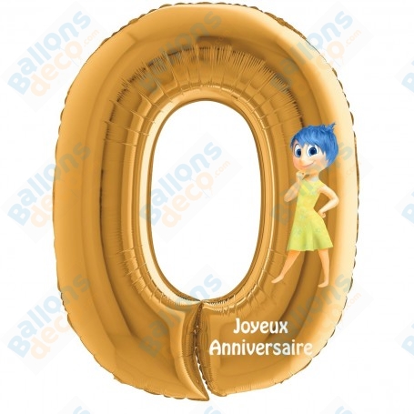 Ballon Joie Vice-Versa Chiffre Zéro Or Anniversaire Disney, Décorations ballons pour anniversaire.