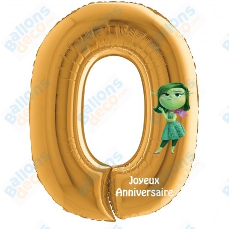 Ballon Dégout Vice-Versa Chiffre Zéro Or Anniversaire Disney, Décorations ballons pour anniversaire.