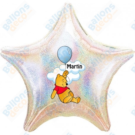 Ballon Winnie L'ourson Ballon Bleu Personnalisable Anniversaire Disney 1 Face, Décorations ballons pour anniversaire.